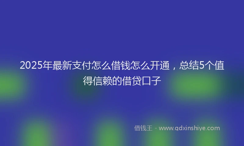 2025年最新支付怎么借钱怎么开通，总结5个值得信赖的借贷口子