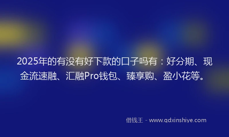 2025年的有没有好下款的口子吗有：好分期、现金流速融、汇融Pro钱包、臻享购、盈小花等。