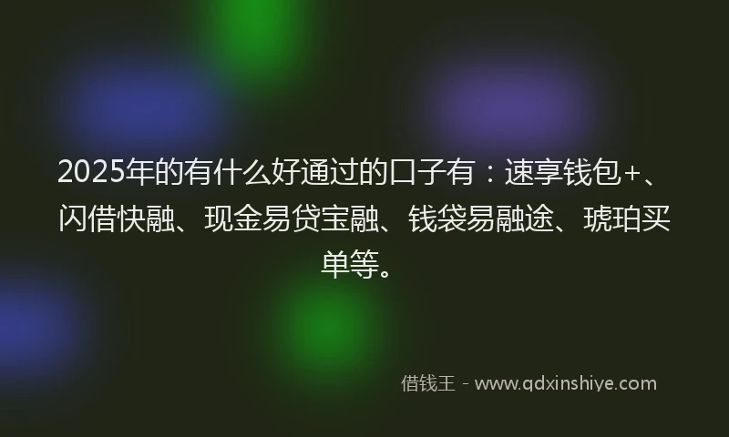 2025年的有什么好通过的口子有：速享钱包+、闪借快融、现金易贷宝融、钱袋易融途、琥珀买单等。
