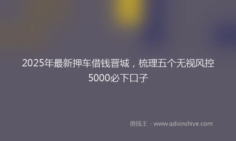 2025年最新押车借钱晋城，梳理五个无视风控5000必下口子