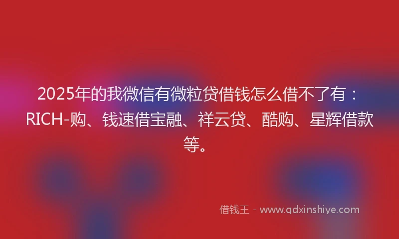 2025年的我微信有微粒贷借钱怎么借不了有：RICH-购、钱速借宝融、祥云贷、酷购、星辉借款等。