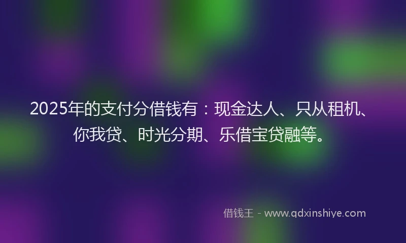 2025年的支付分借钱有：现金达人、只从租机、你我贷、时光分期、乐借宝贷融等。