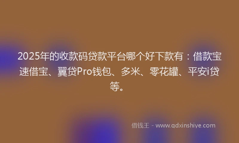 2025年的收款码贷款平台哪个好下款有：借款宝速借宝、翼贷Pro钱包、多米、零花罐、平安i贷等。