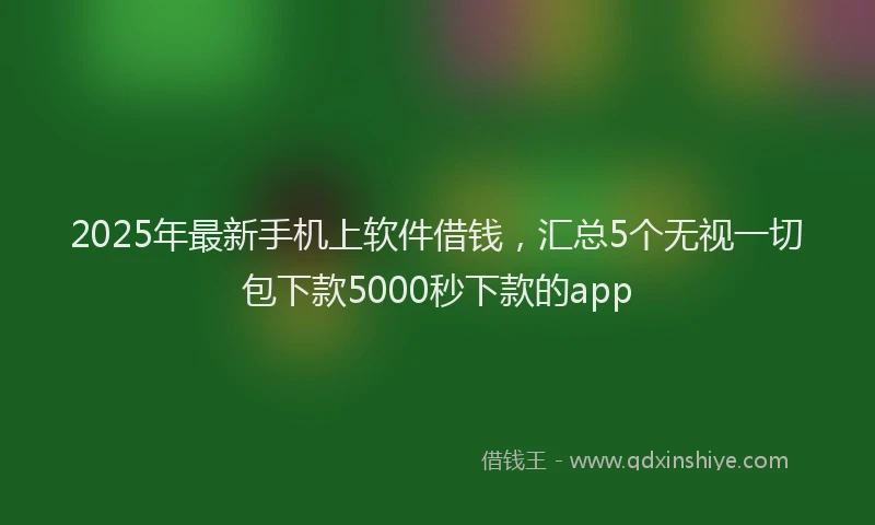 2025年最新手机上软件借钱，汇总5个无视一切包下款5000秒下款的app
