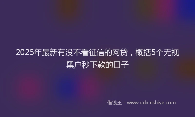 2025年最新有没不看征信的网贷，概括5个无视黑户秒下款的口子