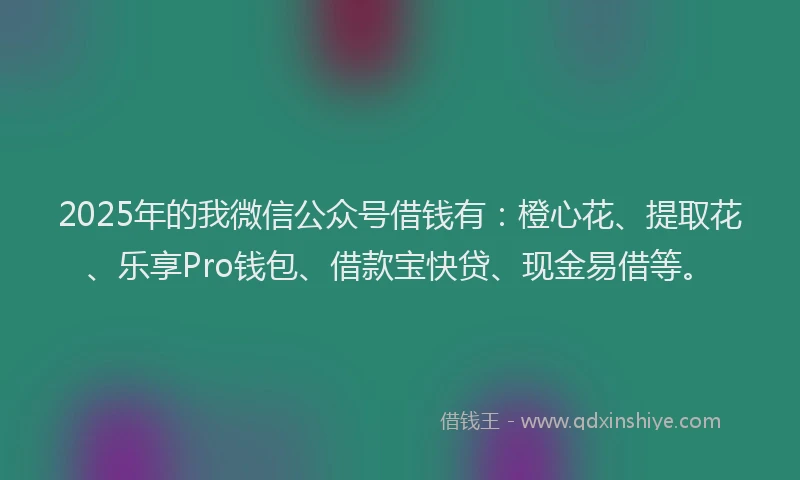 2025年的我微信公众号借钱有：橙心花、提取花、乐享Pro钱包、借款宝快贷、现金易借等。