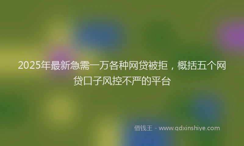 2025年最新急需一万各种网贷被拒，概括五个网贷口子风控不严的平台