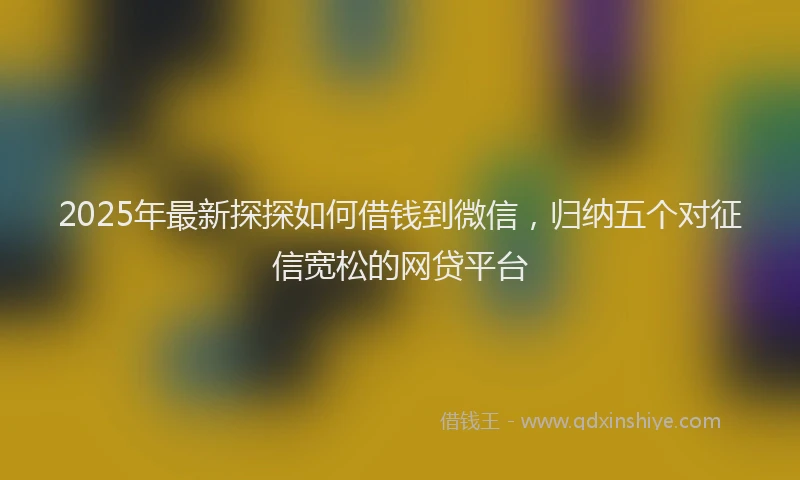 2025年最新探探如何借钱到微信，归纳五个对征信宽松的网贷平台