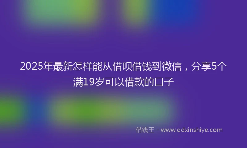 2025年最新怎样能从借呗借钱到微信，分享5个满19岁可以借款的口子