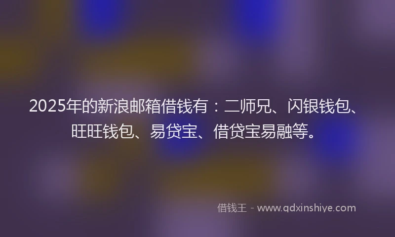 2025年的新浪邮箱借钱有：二师兄、闪银钱包、旺旺钱包、易贷宝、借贷宝易融等。