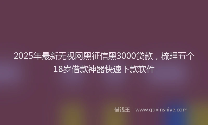 2025年最新无视网黑征信黑3000贷款，梳理五个18岁借款神器快速下款软件