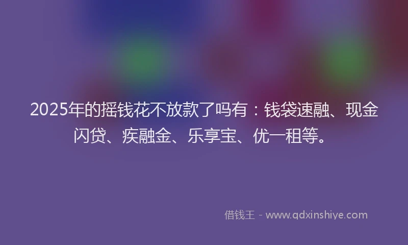 2025年的摇钱花不放款了吗有：钱袋速融、现金闪贷、疾融金、乐享宝、优一租等。