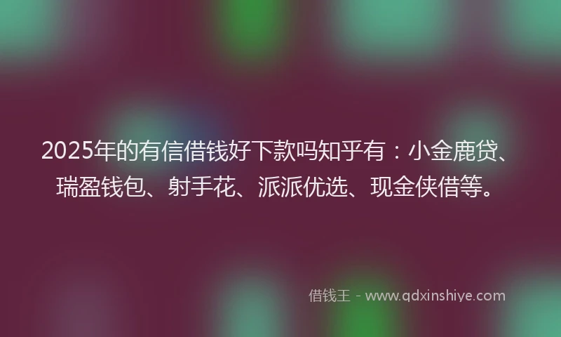 2025年的有信借钱好下款吗知乎有：小金鹿贷、瑞盈钱包、射手花、派派优选、现金侠借等。