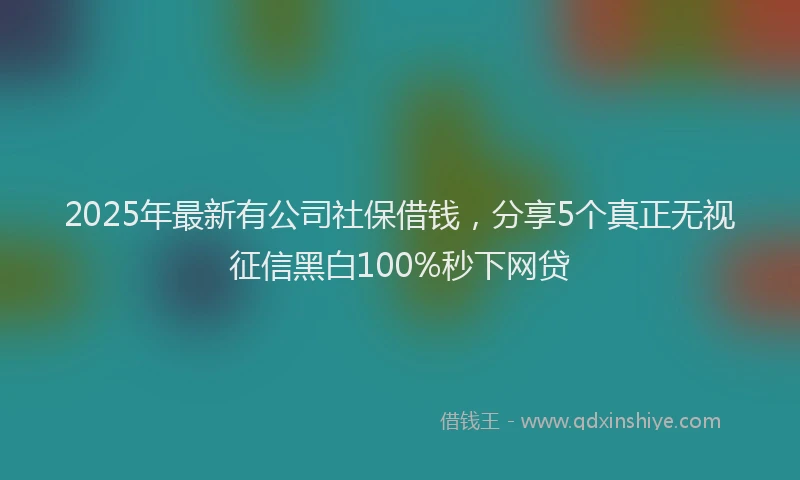 2025年最新有公司社保借钱，分享5个真正无视征信黑白100%秒下网贷