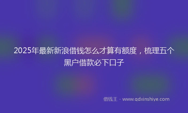 2025年最新新浪借钱怎么才算有额度，梳理五个黑户借款必下口子
