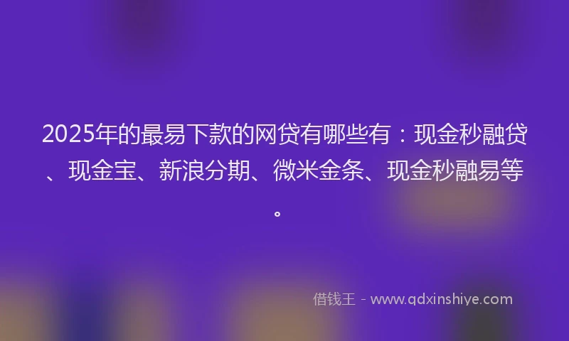 2025年的最易下款的网贷有哪些有：现金秒融贷、现金宝、新浪分期、微米金条、现金秒融易等。