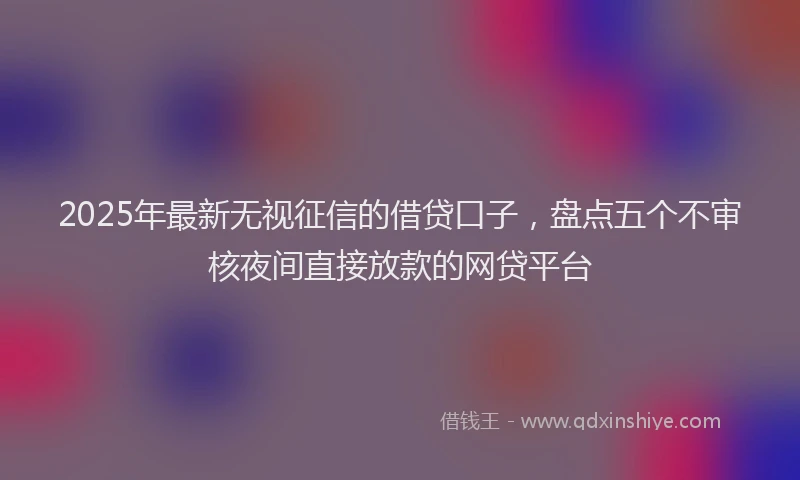 2025年最新无视征信的借贷口子，盘点五个不审核夜间直接放款的网贷平台