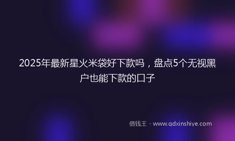 2025年最新星火米袋好下款吗，盘点5个无视黑户也能下款的口子
