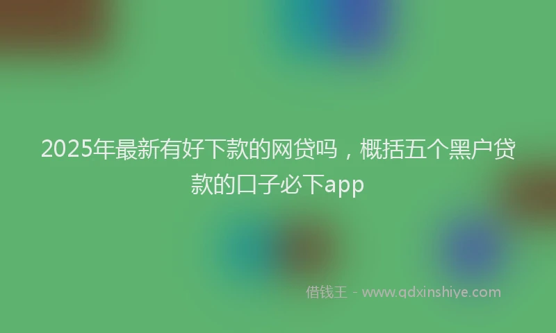 2025年最新有好下款的网贷吗，概括五个黑户贷款的口子必下app