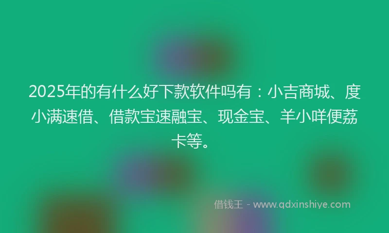 2025年的有什么好下款软件吗有：小吉商城、度小满速借、借款宝速融宝、现金宝、羊小咩便荔卡等。