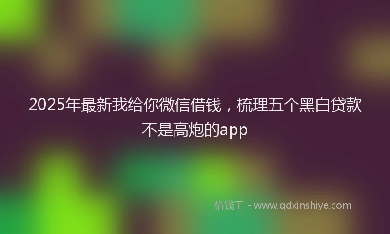 2025年最新我给你微信借钱，梳理五个黑白贷款不是高炮的app