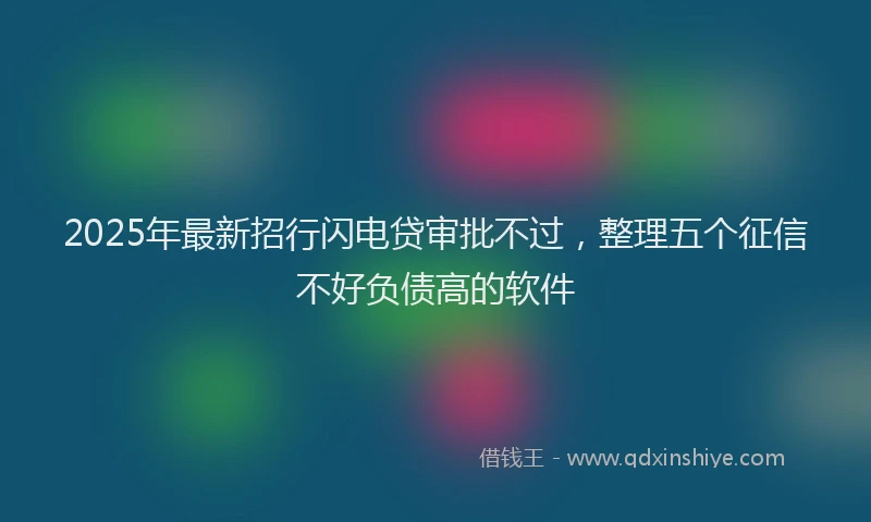 2025年最新招行闪电贷审批不过，整理五个征信不好负债高的软件