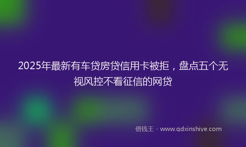 2025年最新有车贷房贷信用卡被拒，盘点五个无视风控不看征信的网贷