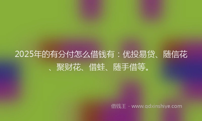 2025年的有分付怎么借钱有：优投易贷、随信花、聚财花、借蛙、随手借等。