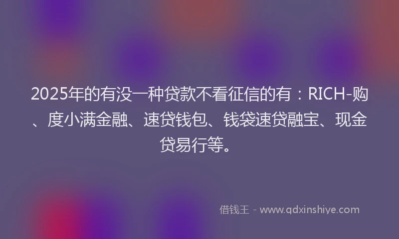 2025年的有没一种贷款不看征信的有：RICH-购、度小满金融、速贷钱包、钱袋速贷融宝、现金贷易行等。