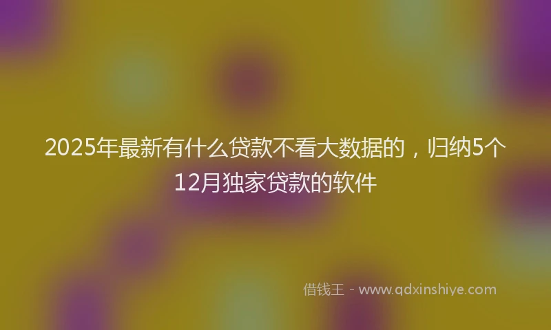 2025年最新有什么贷款不看大数据的，归纳5个12月独家贷款的软件