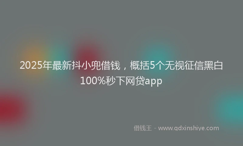 2025年最新抖小兜借钱，概括5个无视征信黑白100%秒下网贷app