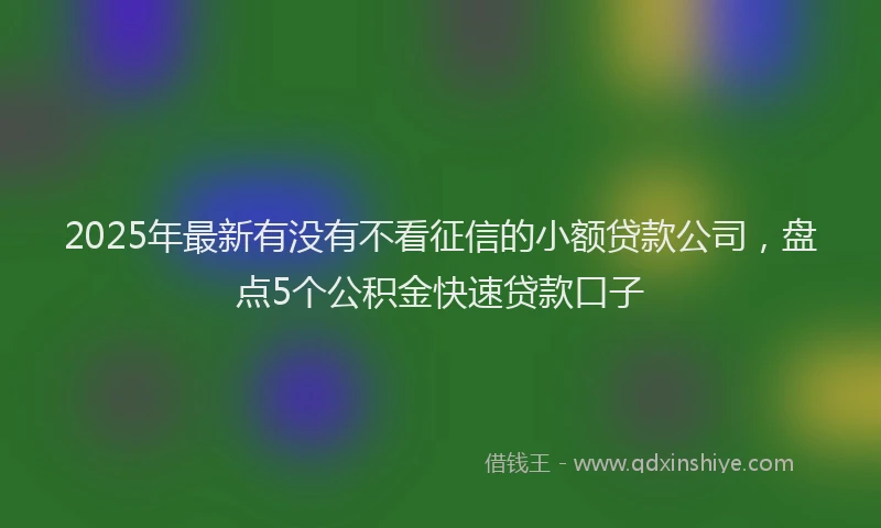 2025年最新有没有不看征信的小额贷款公司，盘点5个公积金快速贷款口子
