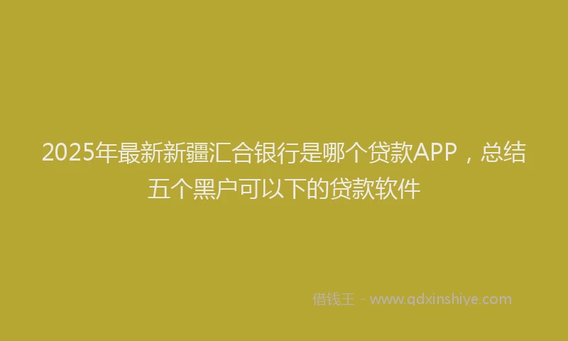 2025年最新新疆汇合银行是哪个贷款APP，总结五个黑户可以下的贷款软件