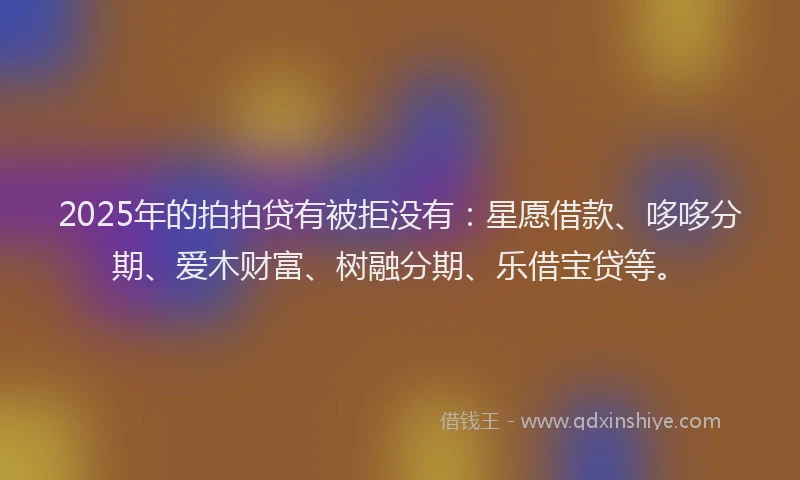 2025年的拍拍贷有被拒没有：星愿借款、哆哆分期、爱木财富、树融分期、乐借宝贷等。