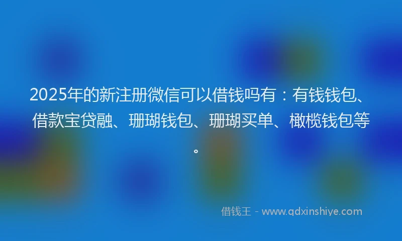 2025年的新注册微信可以借钱吗有：有钱钱包、借款宝贷融、珊瑚钱包、珊瑚买单、橄榄钱包等。