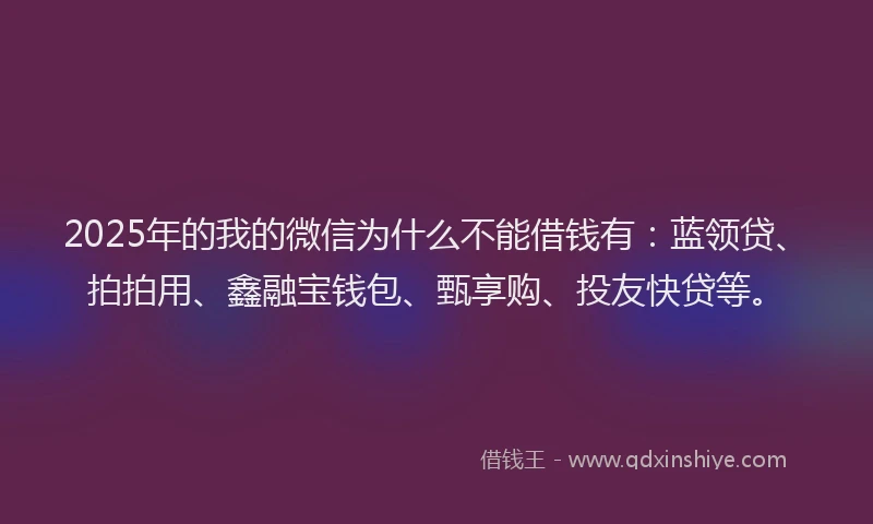 2025年的我的微信为什么不能借钱有：蓝领贷、拍拍用、鑫融宝钱包、甄享购、投友快贷等。