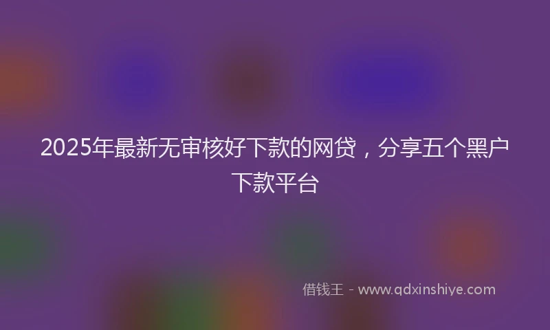2025年最新无审核好下款的网贷，分享五个黑户下款平台