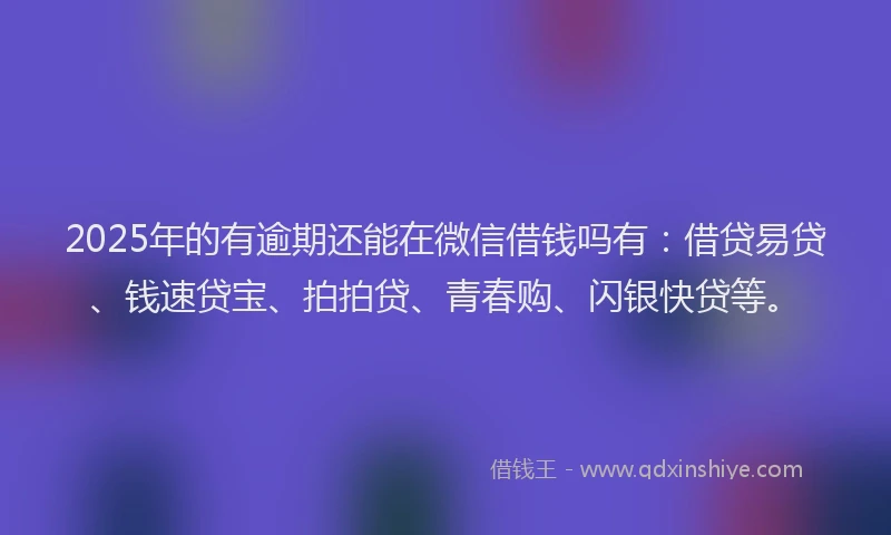 2025年的有逾期还能在微信借钱吗有：借贷易贷、钱速贷宝、拍拍贷、青春购、闪银快贷等。