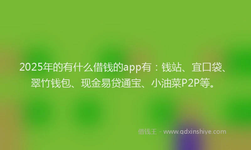 2025年的有什么借钱的app有：钱站、宜口袋、翠竹钱包、现金易贷通宝、小油菜P2P等。