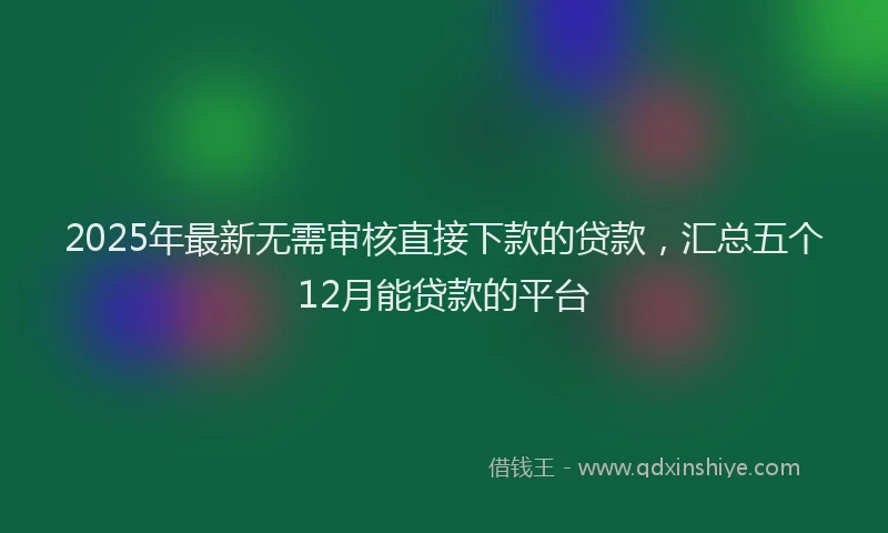 2025年最新无需审核直接下款的贷款，汇总五个12月能贷款的平台