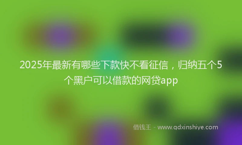 2025年最新有哪些下款快不看征信，归纳五个5个黑户可以借款的网贷app