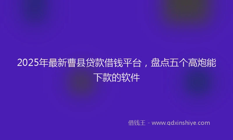 2025年最新曹县贷款借钱平台，盘点五个高炮能下款的软件