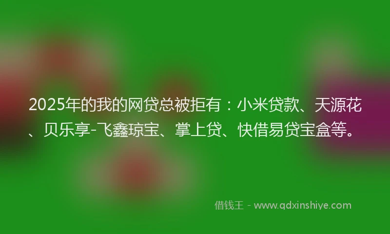 2025年的我的网贷总被拒有：小米贷款、天源花、贝乐享-飞鑫琼宝、掌上贷、快借易贷宝盒等。