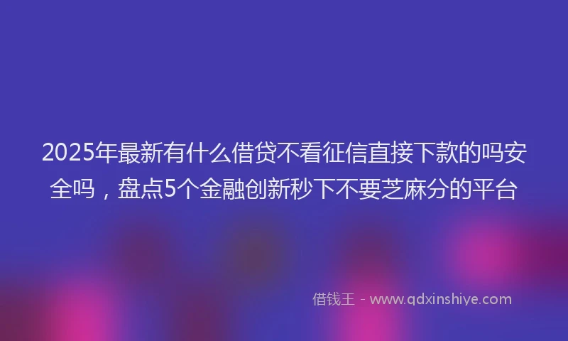 2025年最新有什么借贷不看征信直接下款的吗安全吗，盘点5个金融创新秒下不要芝麻分的平台