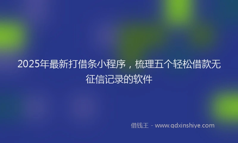 2025年最新打借条小程序，梳理五个轻松借款无征信记录的软件