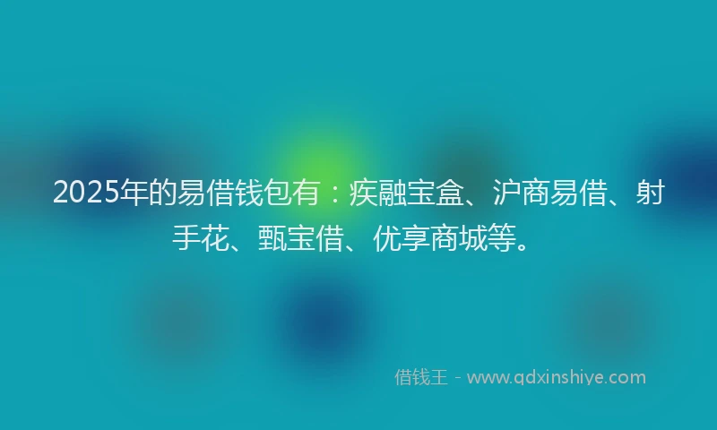 2025年的易借钱包有：疾融宝盒、沪商易借、射手花、甄宝借、优享商城等。