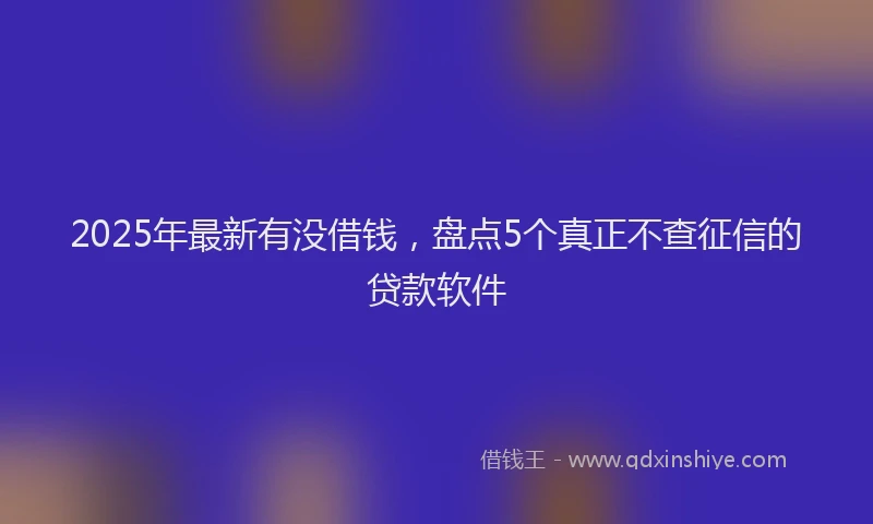 2025年最新有没借钱，盘点5个真正不查征信的贷款软件