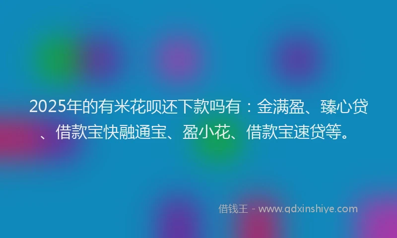 2025年的有米花呗还下款吗有：金满盈、臻心贷、借款宝快融通宝、盈小花、借款宝速贷等。