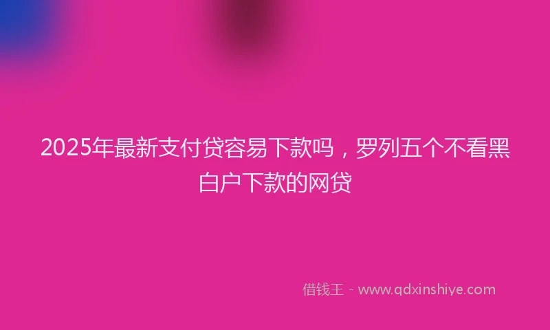 2025年最新支付贷容易下款吗，罗列五个不看黑白户下款的网贷