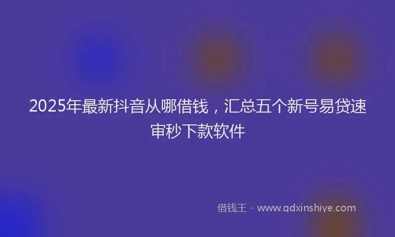 2025年最新抖音从哪借钱，汇总五个新号易贷速审秒下款软件